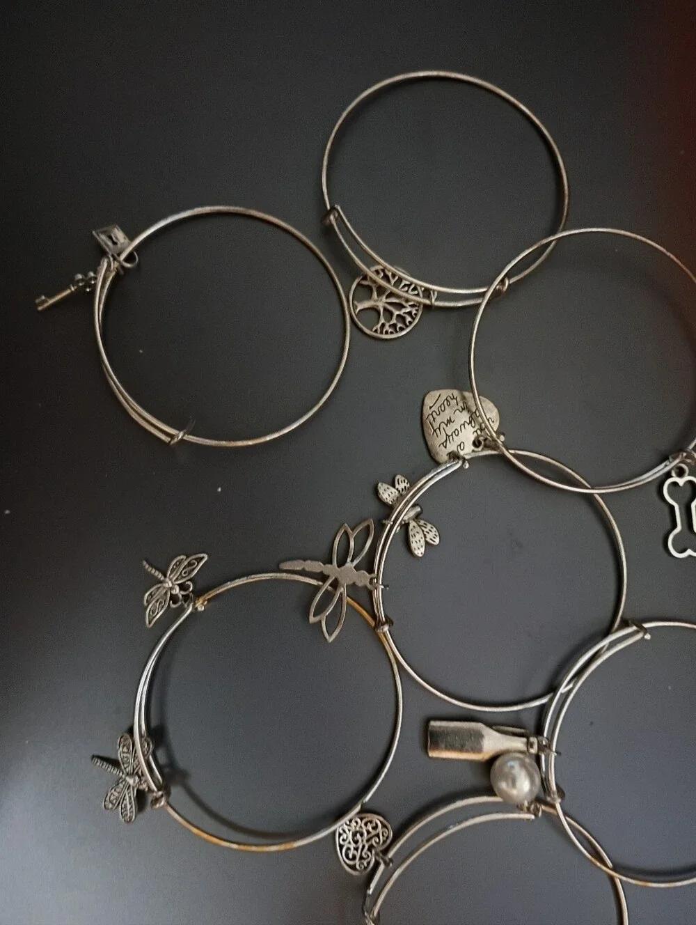 Seven (7) Wire Charm Bangle Bracelets
